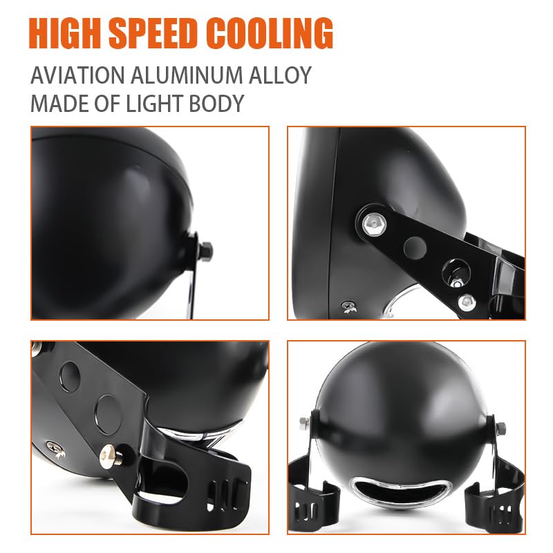 SKTYANTS 5 3/4" 5.75 Inch Motorcycle Headlights Housing Bucket Headlight Mount for Motorcycle Headlightï¼ˆBlackï¼‰ - Image 2